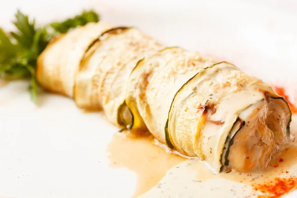 Zucchini roll on plate — Stock Photo, Image