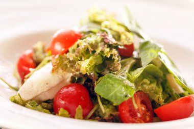 beyaz üzerine sebze salatası