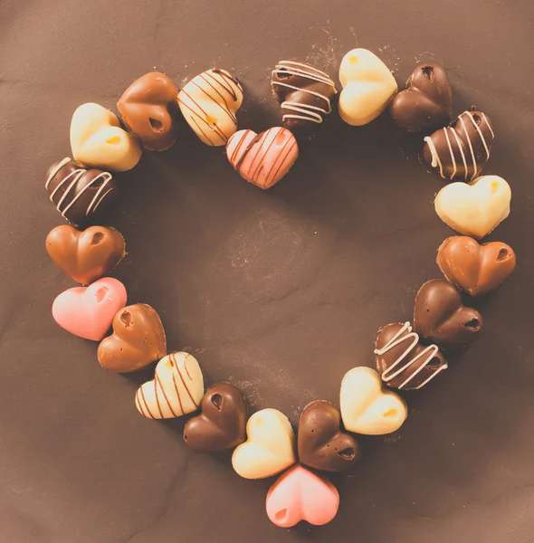 Choklad godis hjärtan — Stockfoto