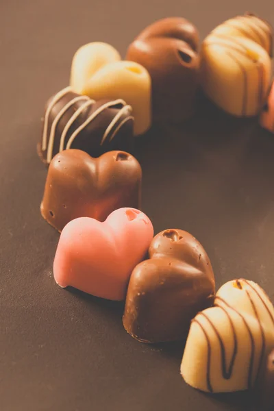心形巧克力糖果 — 图库照片