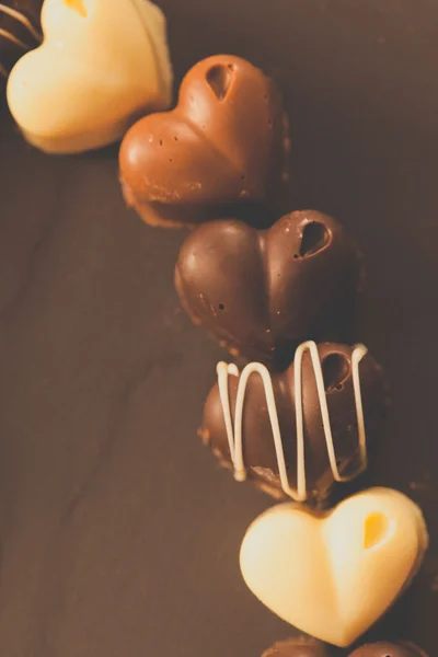 Chocolate heart candies — Stock Photo, Image