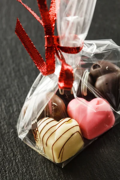 Chocolate heart candies — Stock Photo, Image