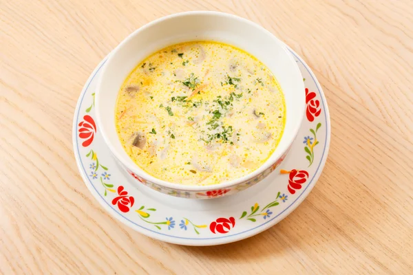 Soup with mushrooms in bowl — Stock Photo, Image