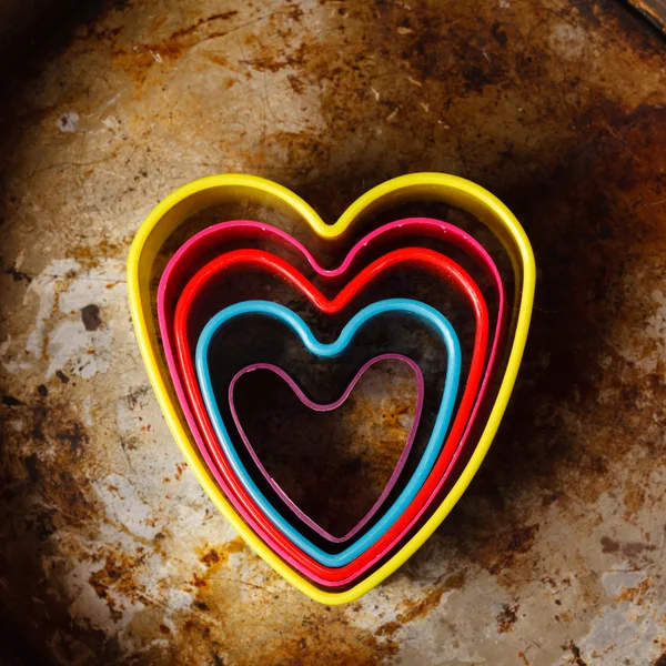 Heart cutters for cookies — Stock Photo, Image