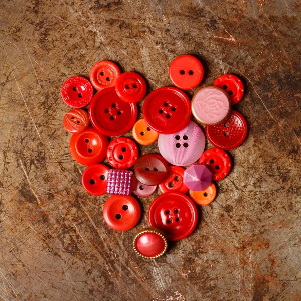 Sewing buttons heart — Stock Photo, Image