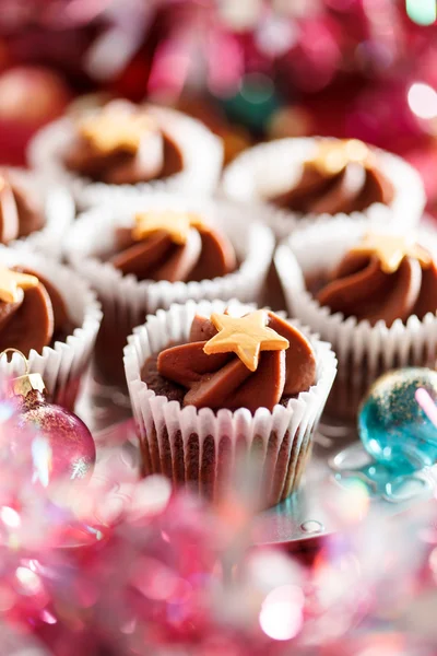 Christmas cupcakes on table — Stock Photo, Image