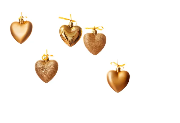 Gold hearts decorations — Stock Photo, Image