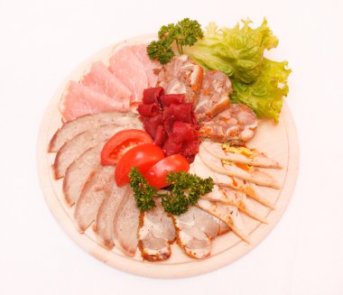 Plate with sliced meat clipart