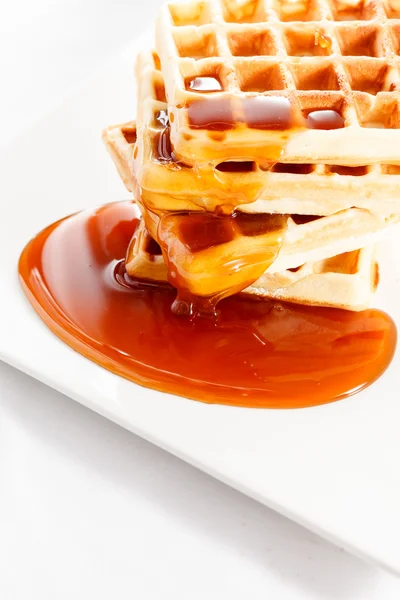 Belgium waffles with jam — Stock Photo, Image