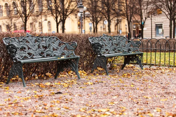 Metal bench in park — Stock Photo, Image