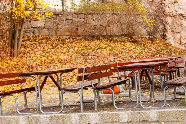 Outdoor cafe in autumn — Stock Photo, Image