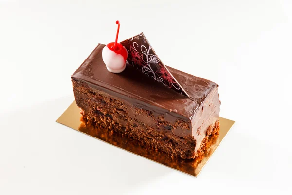 Chocolate cake with cherry — Stock Photo, Image