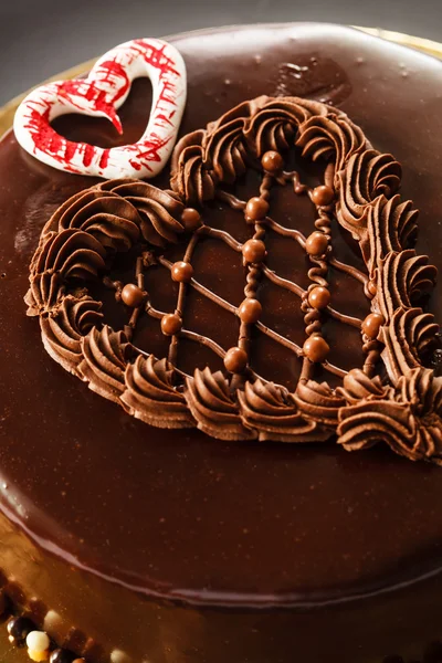 心形巧克力形状蛋糕 — 图库照片