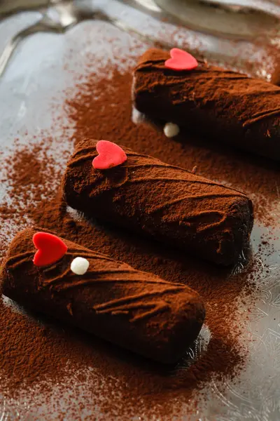 Pasteles de chocolate para San Valentín — Foto de Stock