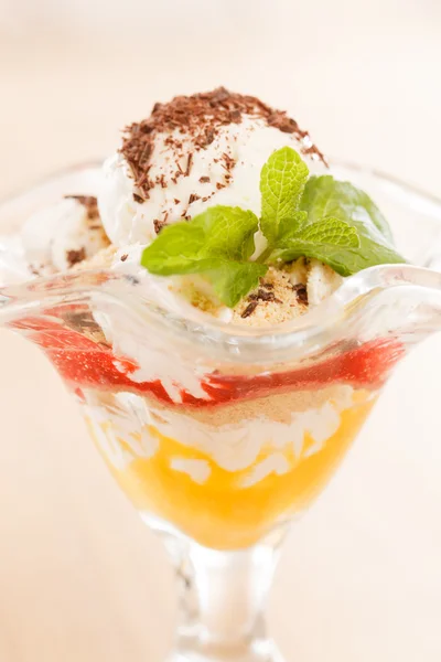 Fruit dessert in glass — Stock Photo, Image