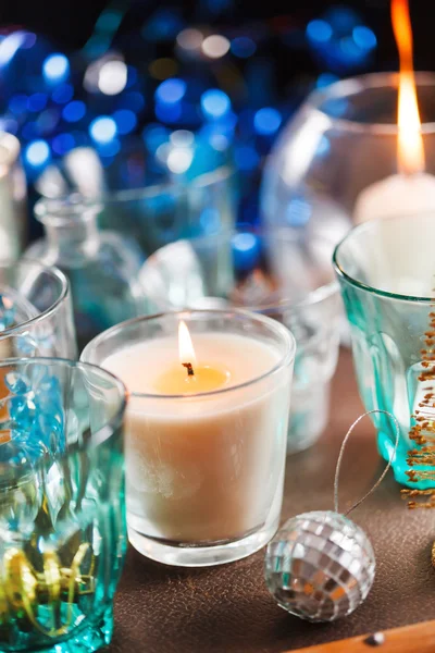 Candele e decorazioni natalizie — Foto Stock