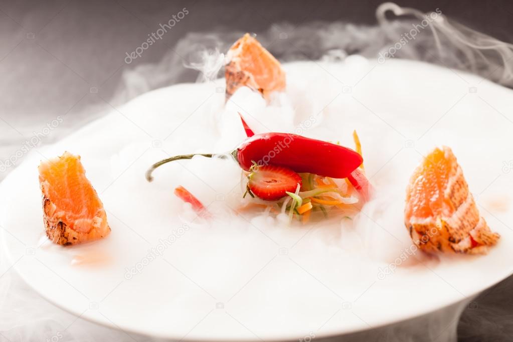 Salmon and chili pepper