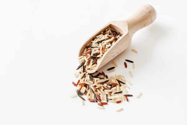 Brown rice  in  scoop — Stock Photo, Image