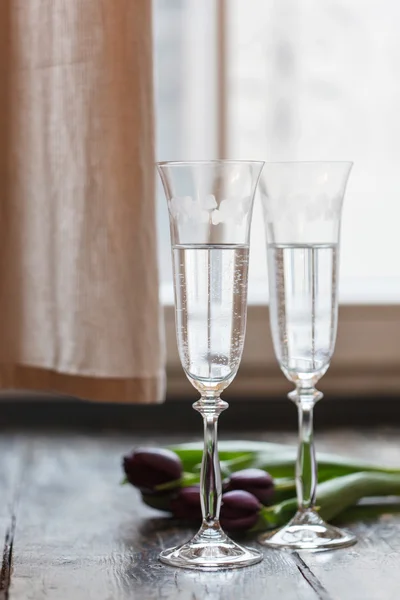 Glasses of champagne on table Stock Picture