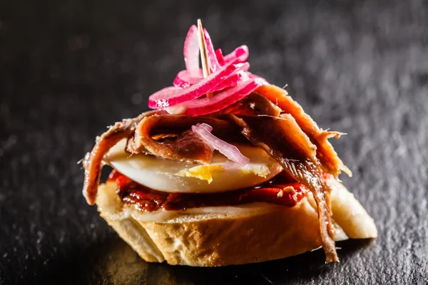 Tapas on Crusty Bread — Stock Photo, Image