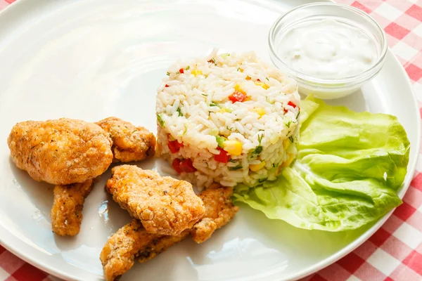 Rice with chicken fillet — Stock Photo, Image