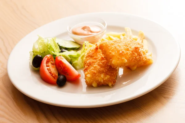 Fried cheese with salad — Stock Photo, Image