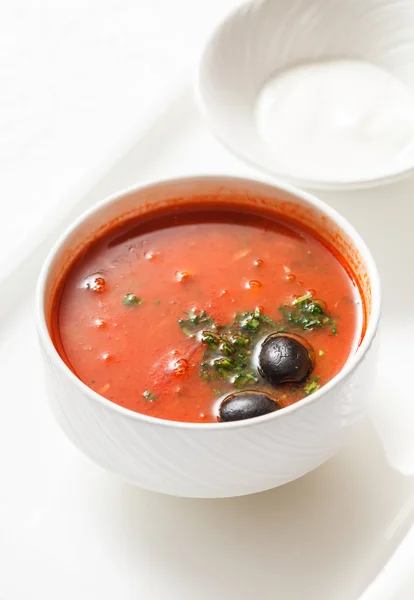 Suppe Soljanka in Schüssel — Stockfoto