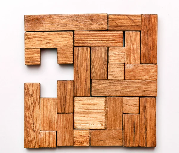 Drewniane Puzzle gra — Zdjęcie stockowe
