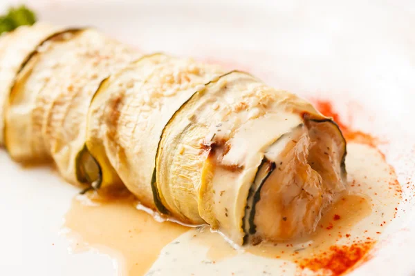 Zucchini roll on plate — Stock Photo, Image