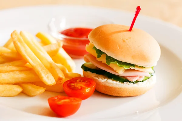 Hamburguesa con papas fritas —  Fotos de Stock