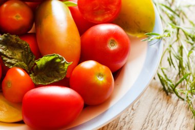 taze kırmızı ve sarı domatesler