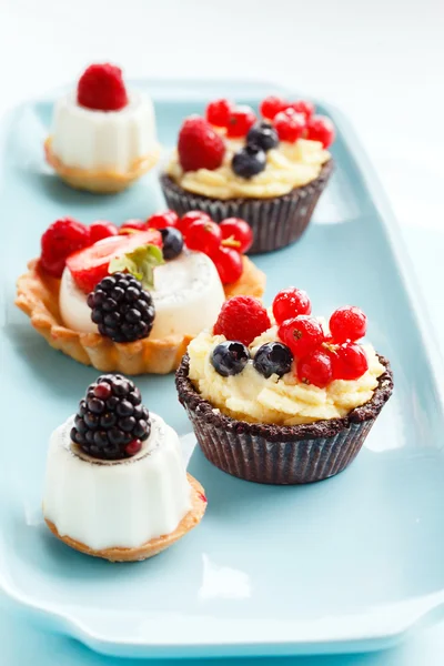 Tartas de bayas en el plato — Foto de Stock