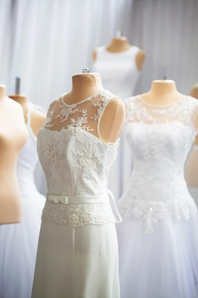 Wedding dresses in shop — Stock Photo, Image