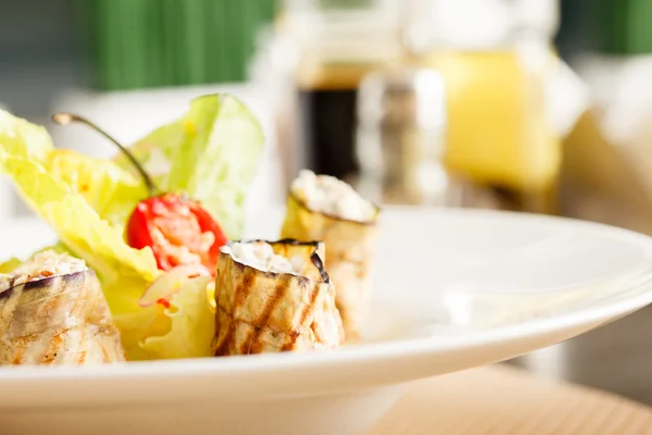 Eggplant rolls on plate — Stock Photo, Image