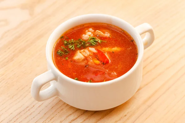 Sopa de tomate na tigela — Fotografia de Stock