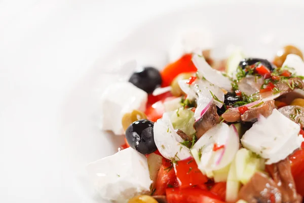 Grekisk sallad med fetaost — Stockfoto