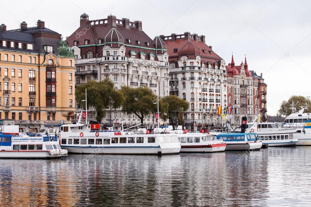 Stockholm with lined ships