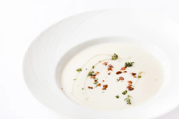 Cream soup with champignons — Stock Photo, Image