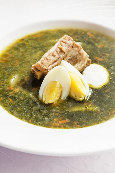 Sorrel soup with egg — Stock Image Sorrel soup with egg Stock Photo
