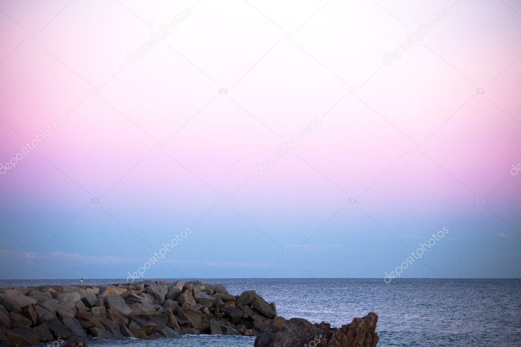 Blue  sunset over ocean