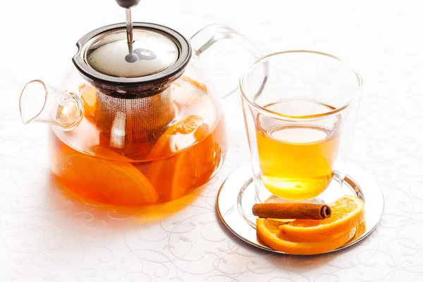 Orange tea with cinnamon — Stock Photo, Image