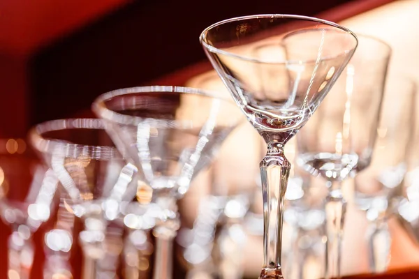 Empty clean glasses in bar — Stock Photo, Image