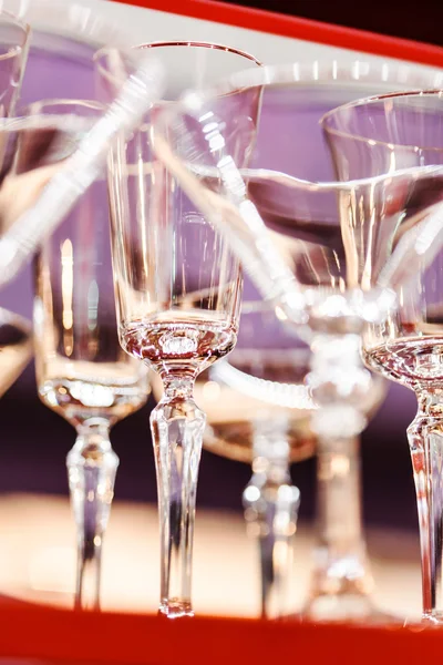 Empty clean glasses in bar — Stock Photo, Image