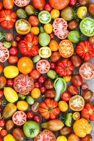 Tomates coloridos fundo — Fotografia de Stock