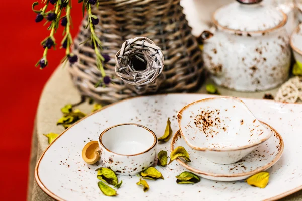 Ceramic tableware on the table — Stock Photo, Image