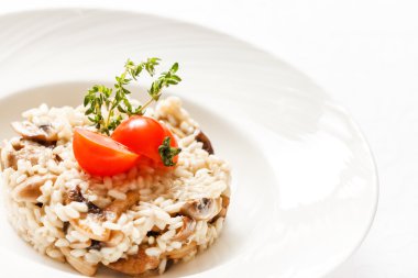 Mantarlı risotto yakın çekim