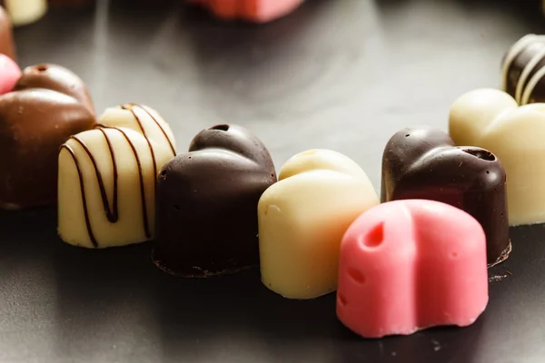 Coeurs de bonbons au chocolat — Photo