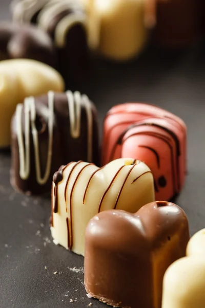 Coeurs de bonbons au chocolat — Photo