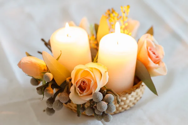 Flower and candles decorations — Stock Photo, Image