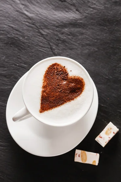 Cappuccino with foam heart — Stock Photo, Image